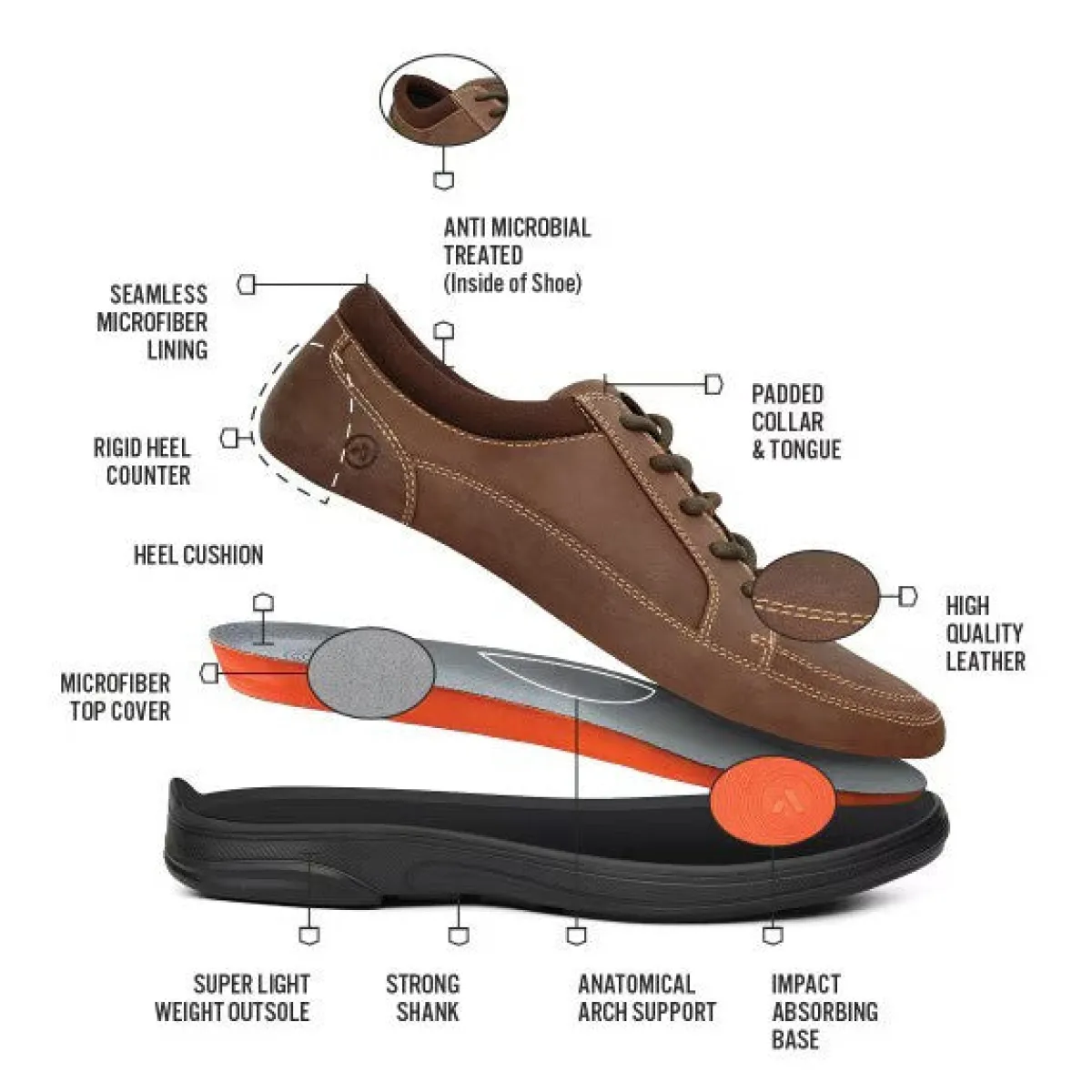 Walking Shoes|Casual Shoes*XLfeet ANODYNE No. 72 Mens Casual Sport - Oil Brown