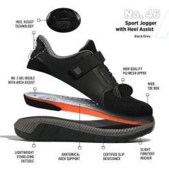 No Hands|Athletic Shoes For Men*XLfeet ANODYNE No. 46 Mens Sport Jogger w/ Heel Assist - Blue Green