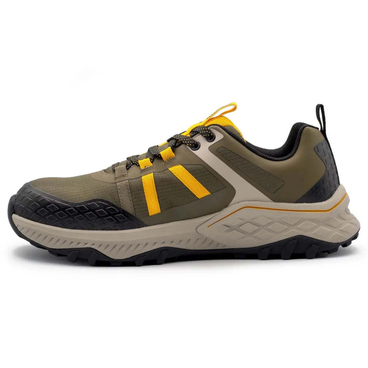 Work Shoes For Men*XLfeet Inc. Avenger Mens Aero Trail - Composite Toe EH - Olive/Yellow