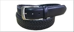 Belts*XLfeet Inc. Danbury 35mm Leather Braided Dress Belt - Black