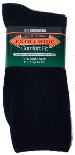 Extra Wide Socks|Crew Socks*XLfeet Inc. Extra Wide Black Athletic Crew Socks to 6E