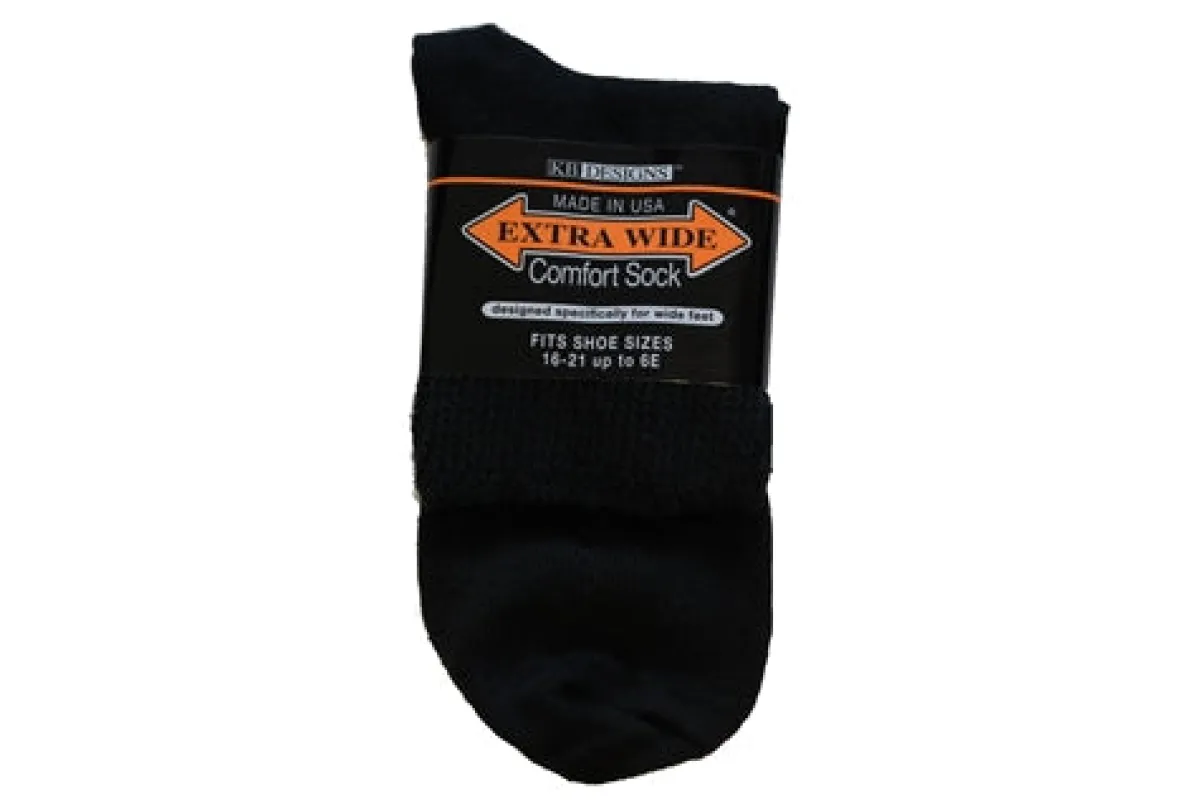 Extra Wide Socks|Quarter Socks*XLfeet Inc. Extra Wide Black Athletic Quarter Socks - Black