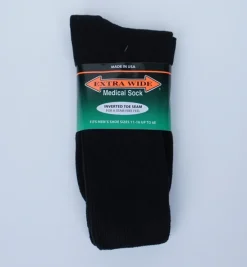 Extra Wide Socks|Extra Wide Diabetic Socks*XLfeet Inc. Extra Wide Black Diabetic / Medical Crew Socks to 6E