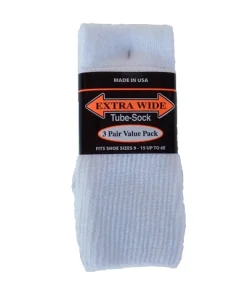 Extra Wide Socks|Over The Calf Socks*XLfeet Inc. Extra Wide White Tube Socks to EEEEEE - 3 pack