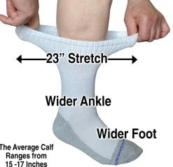 Extra Wide Socks|Crew Socks*XLfeet Inc. Loose Fit Marled Merino Wool Crew Socks to 5E - Black - 1pr