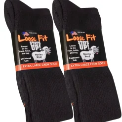 Extra Wide Socks|Crew Socks*XLfeet Loose Fit Solid Merino Wool Crew Socks to EEEEE - Navy - 2 pack