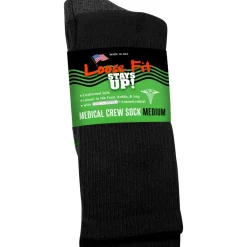 Extra Wide Socks|Crew Socks*XLfeet Inc. Loose Fit Stays Up! Black Medical Crew Socks to EEEEE - Single Pair