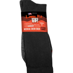Extra Wide Socks|Crew Socks*XLfeet Inc. Loose Fit Stays Up! Black Medical Crew Socks to EEEEE - Single Pair