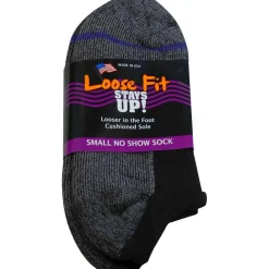 Extra Wide Socks|No Show Socks*XLfeet Loose Fit Stays Up! Black No Show Socks - Single Pair