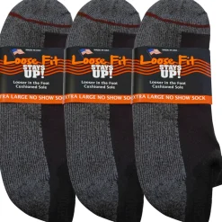 No Show Socks|Postal Approved Socks*XLfeet Inc. Loose Fit Stays Up! Black No Show Socks - 3pack