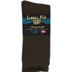 Extra Wide Socks|Dress Socks*XLfeet Inc. Loose Fit Stays Up Dress Sock Brown to 6E