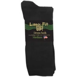 Extra Wide Socks|Dress Socks*XLfeet Inc. Loose Fit Stays Up Dress Sock Black to 6E