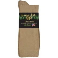 Extra Wide Socks|Dress Socks*XLfeet Inc. Loose Fit Stays Up Dress Sock Tan to 6E