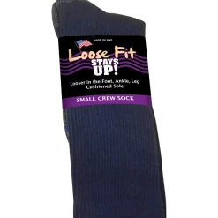 Extra Wide Socks|Crew Socks*XLfeet Inc. Loose Fit Stays Up! Navy Crew Socks to EEEEE - Single Pair