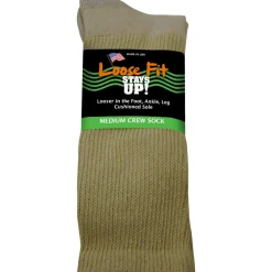 Extra Wide Socks|Crew Socks*XLfeet Inc. Loose Fit Stays Up! Tan Crew Socks to EEEEE - Single Pair
