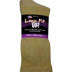 Extra Wide Socks|Crew Socks*XLfeet Inc. Loose Fit Stays Up! Tan Crew Socks to EEEEE - Single Pair