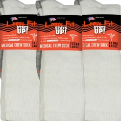 Extra Wide Socks|Crew Socks*XLfeet Inc. Loose Fit Stays Up! White Medical Crew Socks to EEEEE - 3pack
