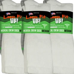 Extra Wide Socks|Crew Socks*XLfeet Inc. Loose Fit Stays Up! White Medical Crew Socks to EEEEE - 3pack