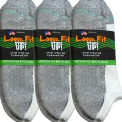 No Show Socks|Postal Approved Socks*XLfeet Inc. Loose Fit Stays Up! White No Show Socks - 3pack