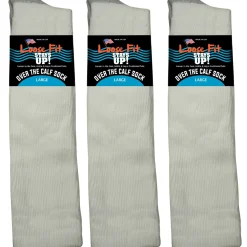 Extra Wide Socks|Over The Calf Socks*XLfeet Inc. Loose Fit White Over the Calf Socks to EEEEE - 3pack