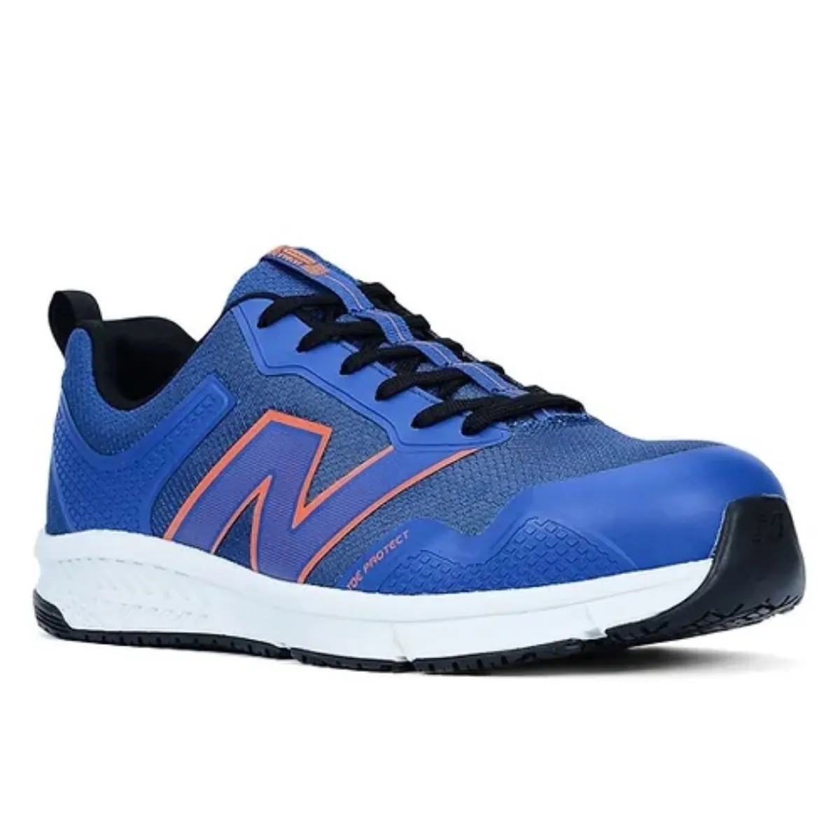 Work Shoes For Men*XLfeet Inc. New Balance Mens Evolve Work Shoe - Alloy Toe EH - Blue/Orange