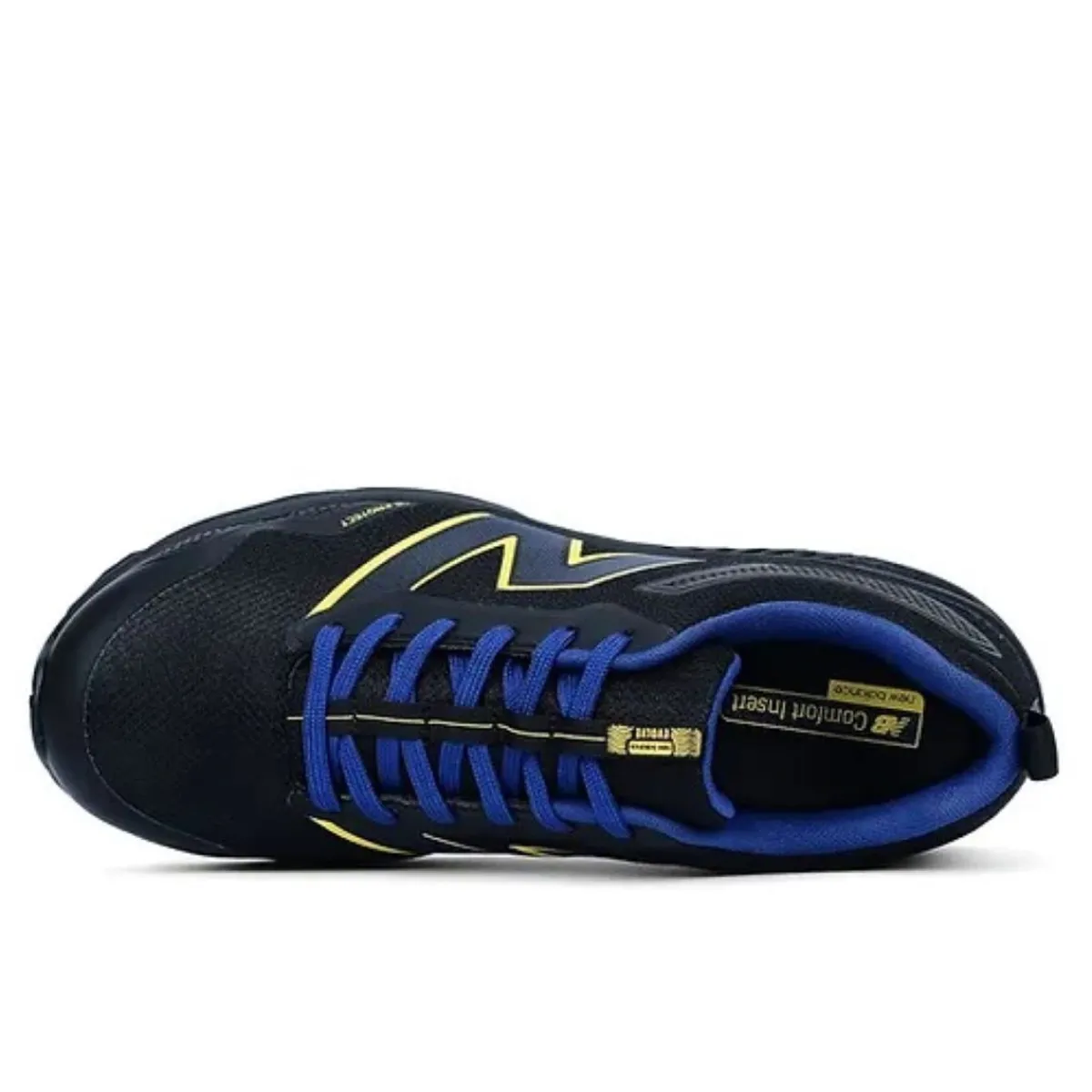 Work Shoes For Men*XLfeet Inc. New Balance Mens Evolve Work Shoe - Alloy Toe EH - Black/Blue/Yellow