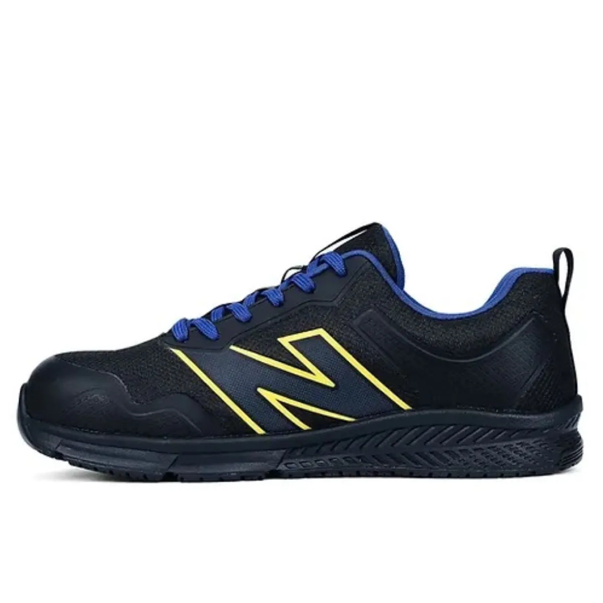 Work Shoes For Men*XLfeet Inc. New Balance Mens Evolve Work Shoe - Alloy Toe EH - Black/Blue/Yellow