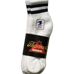 Crew Socks|Moisture Wicking Socks*XLfeet 3-Pack Mini Crew - White With Postal Blue Stripes