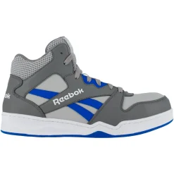 Work Shoes For Men*XLfeet Reebok BB4500 Work RB4135 - Mens High Top Work Sneaker - Grey/Cobalt Blue