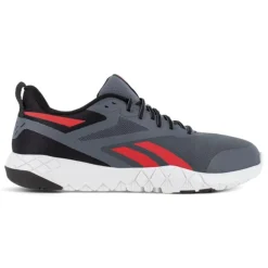 Work Shoes For Men*XLfeet Inc. Reebok Flexagon Force XL Composite Toe, SR Work Shoe - Gray/Red