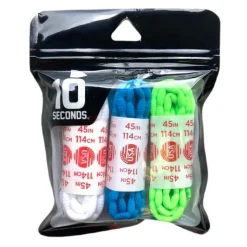 Funny Tee Shirts*XLfeet 10 Seconds Athletic Bubble Laces | White/Neon Blue/Neon Green Multi-Pack