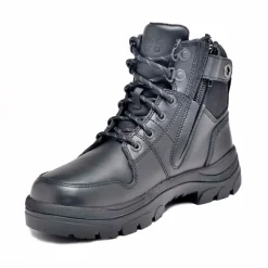 Hiking Boots For Men*XLfeet Inc. Wide Load 590BZN - 6inch Black Soft Toe Zip / Lace Up Boot