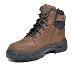 Hiking Boots For Men*XLfeet Inc. Wide Load 590CZN - 6inch Brown Soft Toe Zip / Lace Up Boot