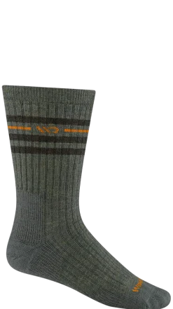 Crew Socks|Postal Approved Socks*XLfeet Inc. Wide Open Vintage Stripe Cushioned Crew Socks Single Pair - Forest