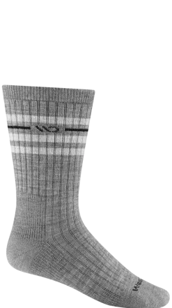 Crew Socks|Postal Approved Socks*XLfeet Inc. Wide Open Vintage Stripe Cushioned Crew Socks Single Pair - Light Gray