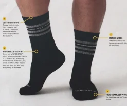 Crew Socks|Postal Approved Socks*XLfeet Inc. Wide Open Vintage Stripe Cushioned Crew Socks Single Pair - Denim